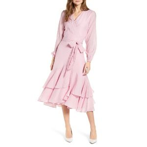 Rachel Parcell Seer Sucker Long Sleeve Wrap Dress
